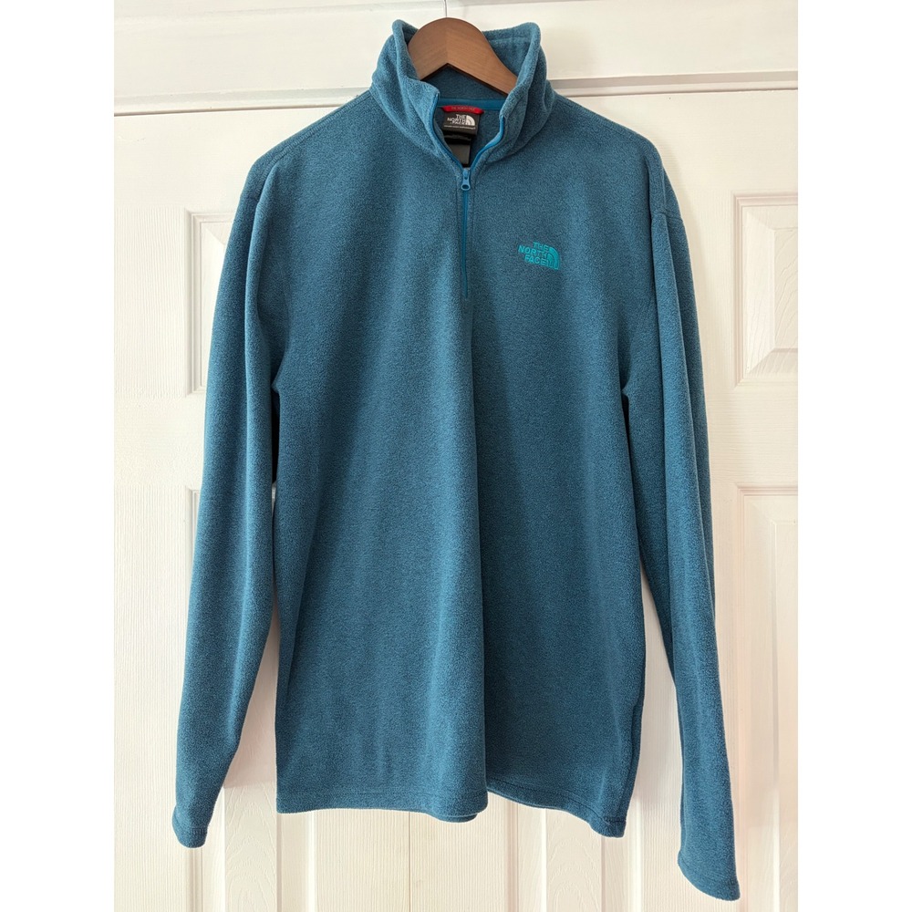 The North Face Mens Quarter Zip Polartec Classic Fleece Pullover Teal Blue Large